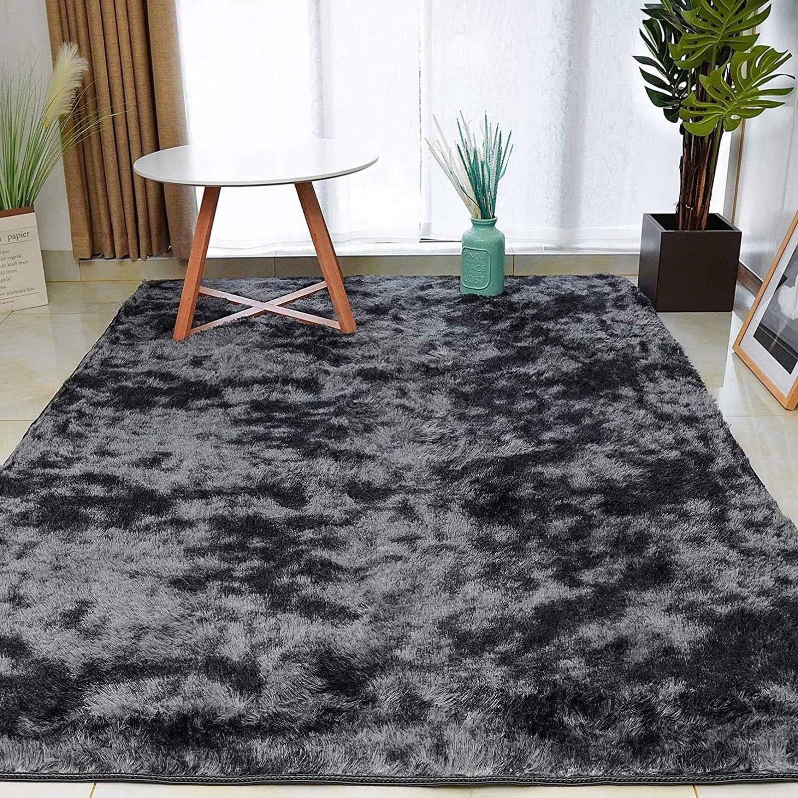 XUEDNGM Rugs Bedroom Large Floor Rug 245 x 300 cm(96 x 118inch) Non Shedding, Easy to Clean, Many Sizes, Non-Slip Non-Slip Rugs for Living Room Living Room Carpet Mat, Dark Grey