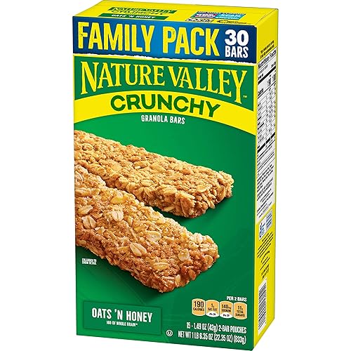 Nature Valley Granola Bars, crujiente, mantequilla de maní y miel de avena, 15 onzas