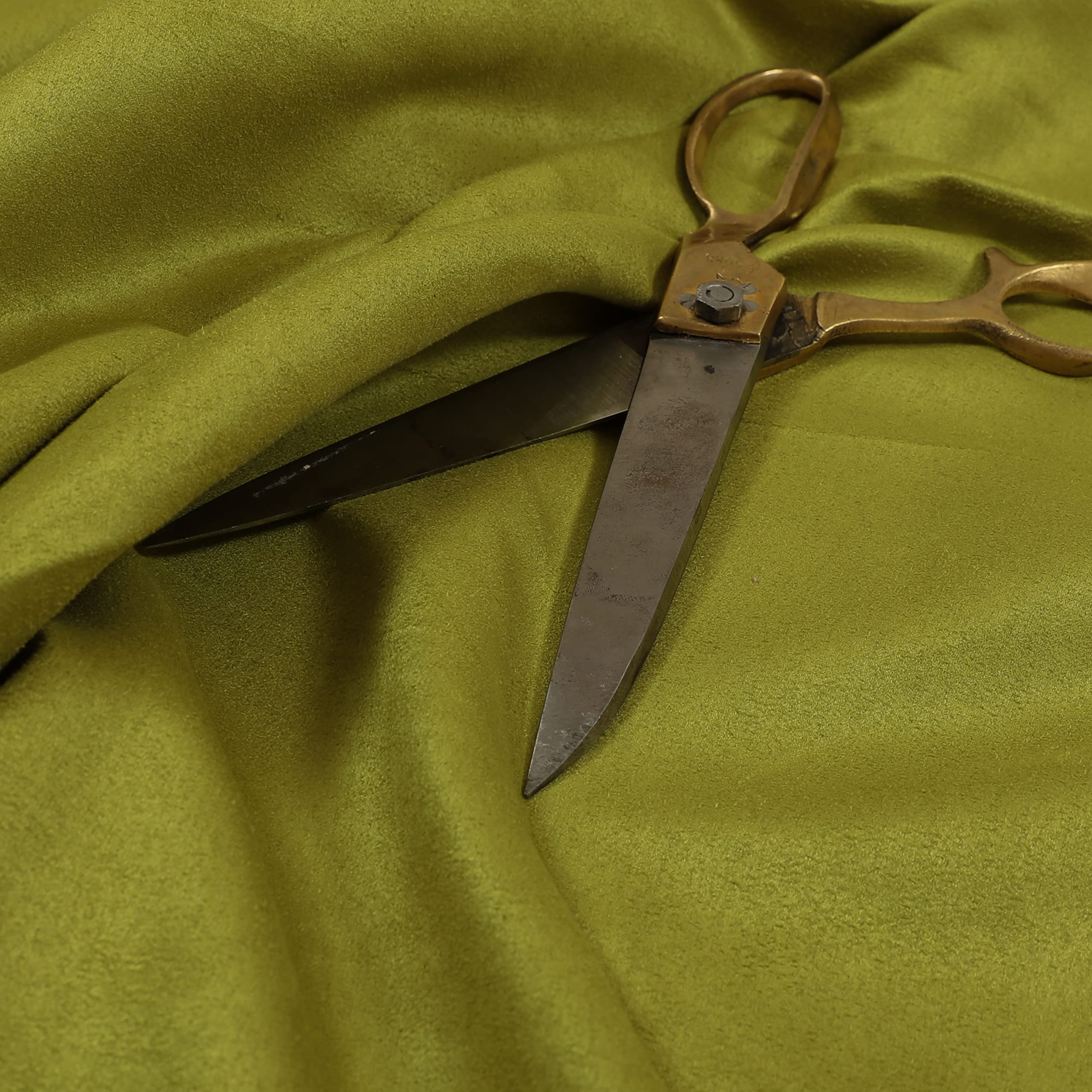 Redbrick Mill Fabrics Flame Retardant Soft Suede Fabric by The Metre in Lime Green Colour for Interior Furnishing Upholstery (Per Metre) — image 1