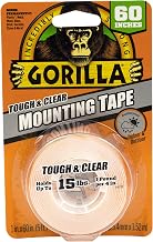 Gorilla Tough & Clear; Double Sided Mounting Tape; Weatherproof; 1" x 60"; Clear; (Pack of 1)