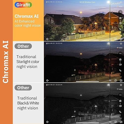 Miniatura 2 de Girafit Cámara de ventana de 3 MP 2K, cámaras de interior WiFi de 2.4 GHz y 5 GHz para seguridad del hogar, paquete de 2 con visión nocturna a color