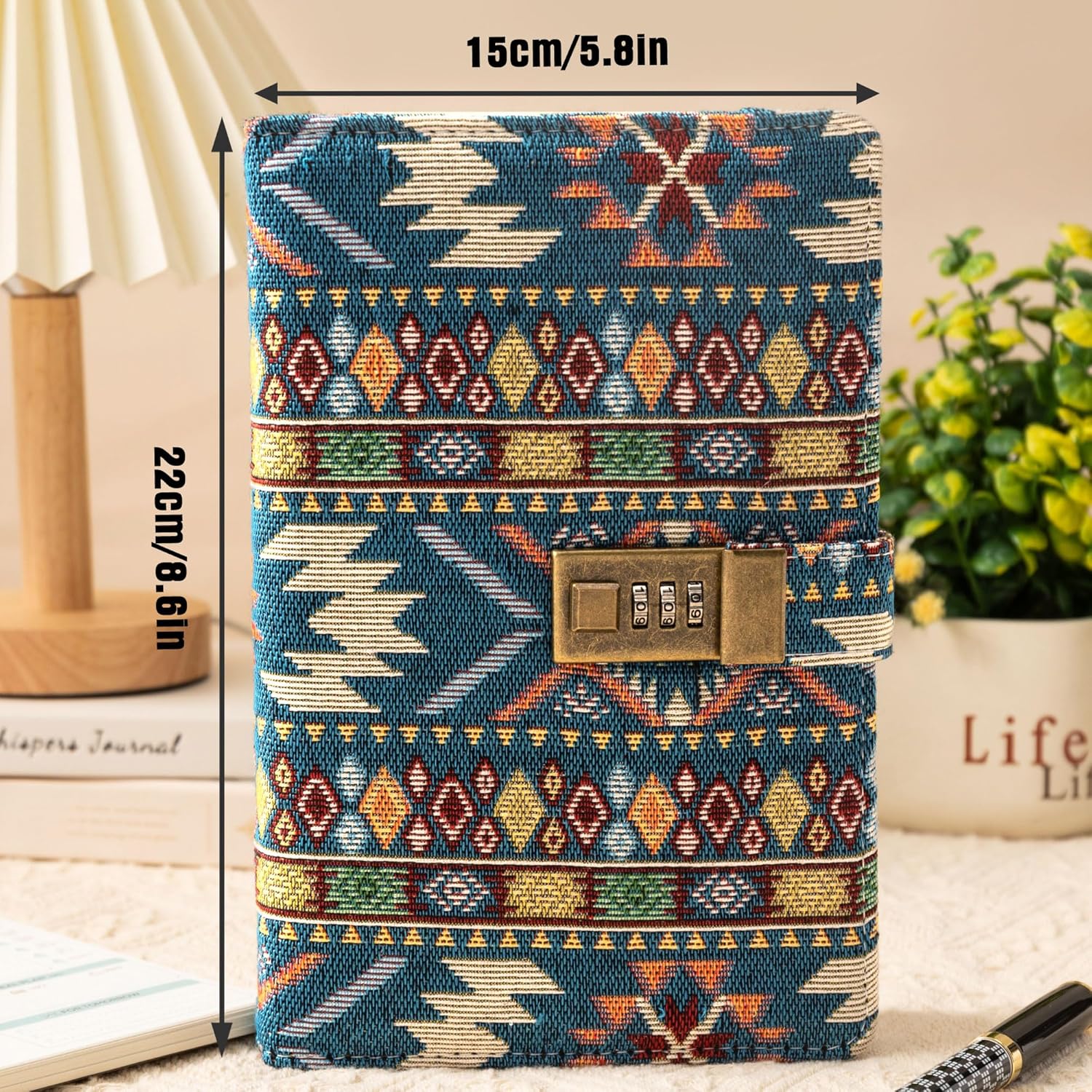 TIEFOSSI Fabric Diary with Lock, Lined Lock journal for Women Men, Aesthetic Diary with Pen, Hardcover Notebook for Journaling Writing Planning, 100 GSM Thick Paper with 224 Numbered Pages