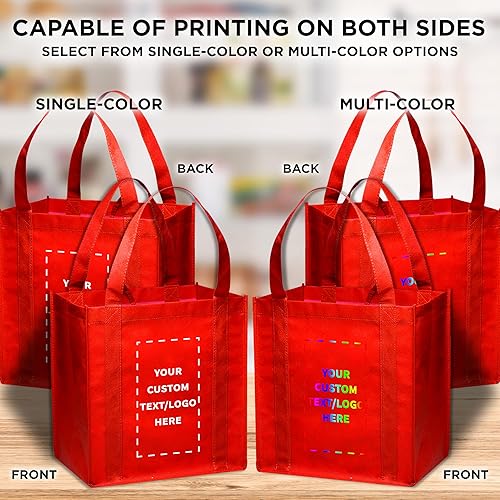 Miniatura 6 de DISCOUNT PROMOS Bolsa reutilizable personalizada para compras  Paquete de 100  Logotipo personalizado, texto, pequeñas bolsas plegables  Rojo