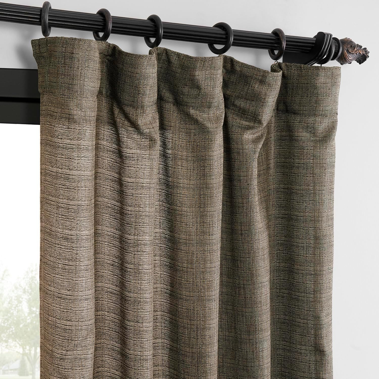 HPD Half Price Drapes - Raw Linen Weave Light Filtering Curtains for Bedroom 96 Inches Long (2 Panels) - Rod Pocket Curtains & Drapes for Living Room and Windows 1 Pair - 50 X 96, Dark Grey