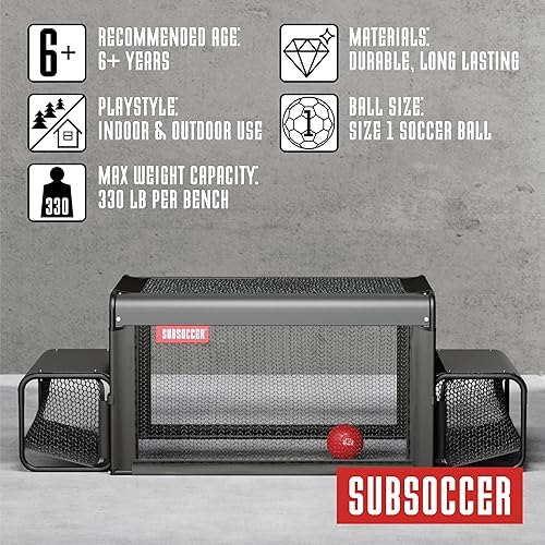 Miniatura 6 de Subsoccer S3 - Juego de fútbol portátil para interiores y exteriores, con bancos y pelota, fácil de montar, diseño para playa, hogar, oficina o