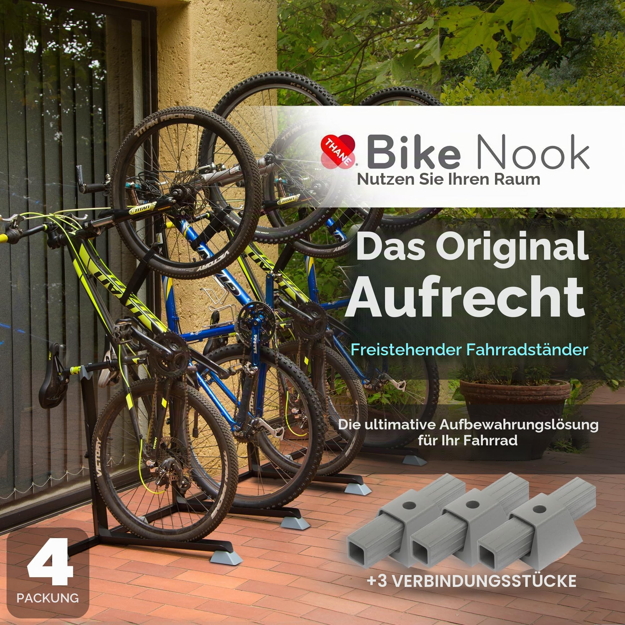 Bike Nook Vertikaler Fahrradständer Platzsparende Halterung Für Innenräume Und Garage Freistehend Höhenverstellbar Ohne Bohren Schwarz