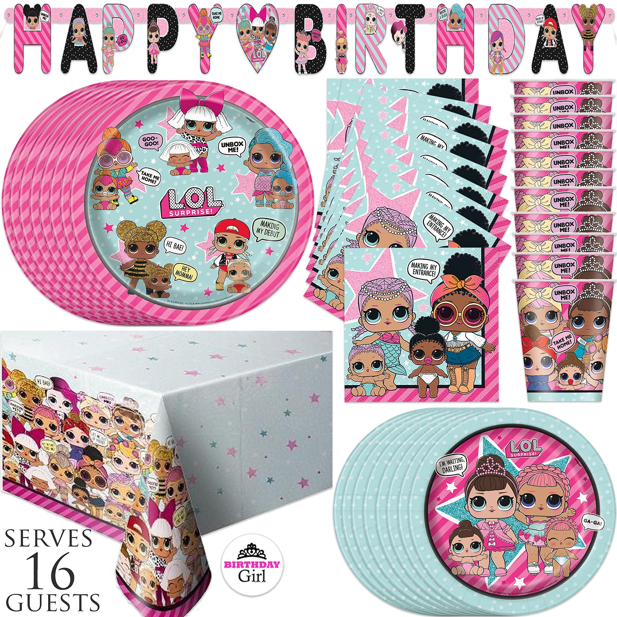 Buy LOL Birthday Party Supplies Set Dinner and Cake Plates, Cups