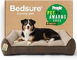 Bedsure SupportMax Orthopedic Large Dog Bed, XL Extra Thick Shredded Foam Dog Couch with Waterproof Washable Cover, Sherpa Pet Sofa with Nonskid Bottom for Large Dogs, Grey, 42"