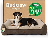 Vista 23 de Bedsure Cama ortopédica para perros de tamaño mediano, camas extra gruesas de apoyo para perros medianos con funda impermeable lavable, cómodo sofá