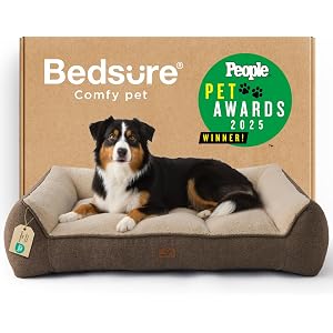 Bedsure SupportMax™ XL Pro Orthopedic Dog Beds Large Sized Dog - Extra Thick Supportive Dogs Couch with Waterproof Washable Cover, Extra Large Comfort Pet Sofa with Soft Sherpa & Nonskid Bottom, Brown