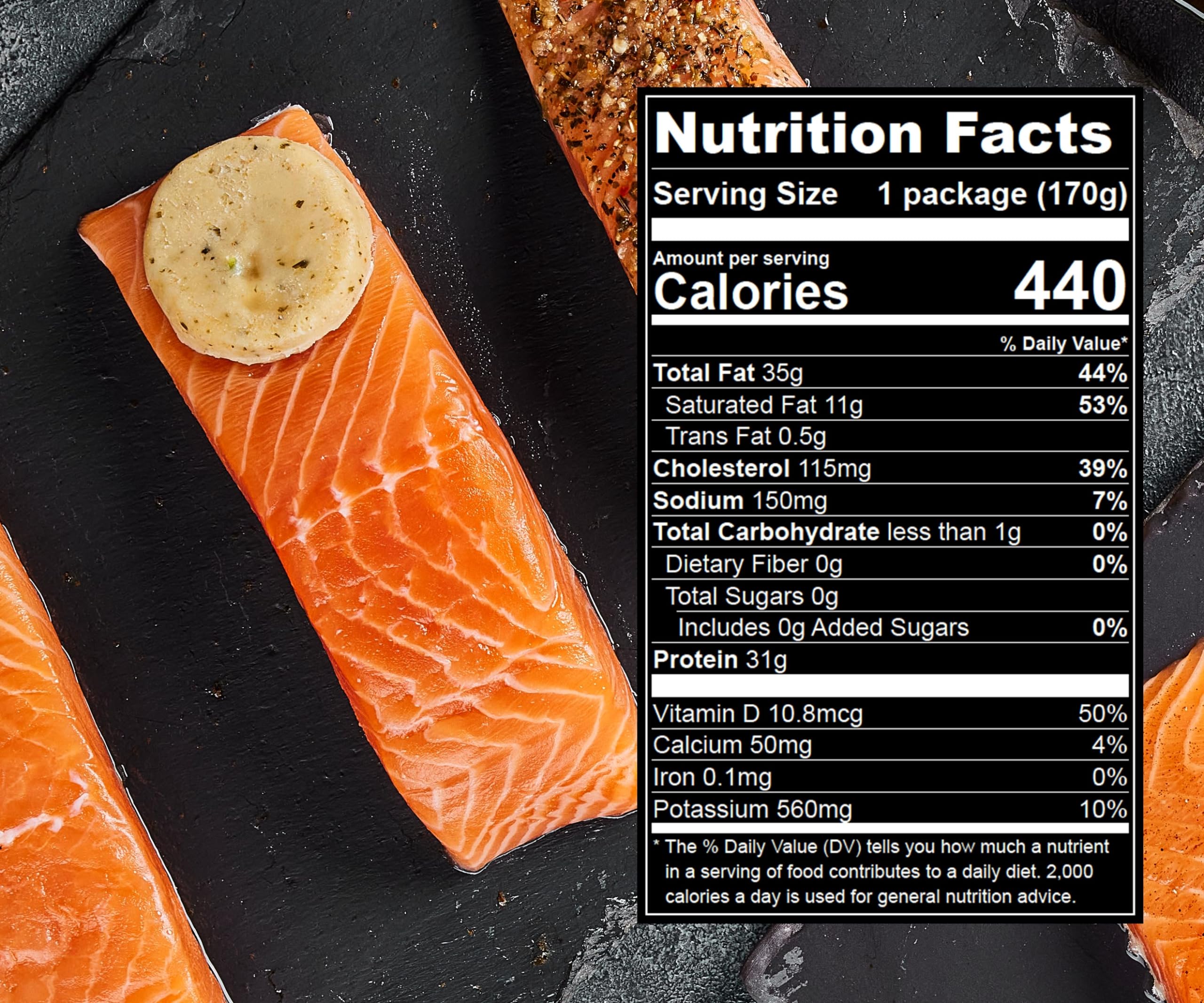 MOWI Atlantic Salmon Garlic Herb Butter 6oz Fresh Never Frozen — view 2