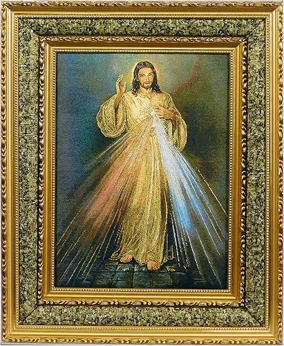 Marco de fotos acolchado para tapiz Divine Mercy de 17 x 21 pulgadas, arte de pared para decoración del hogar, imagen divina misericordia cuadro