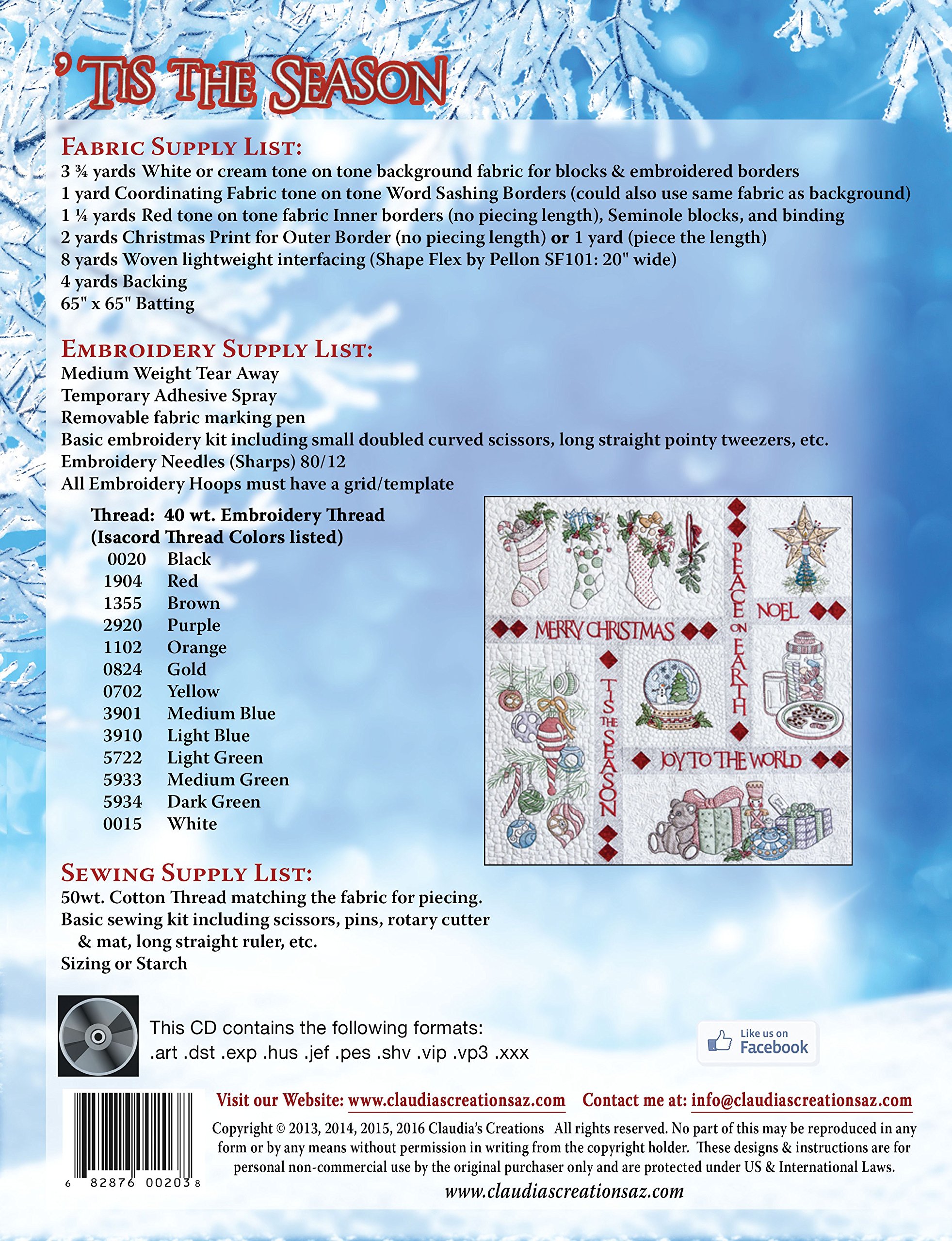 Tis The Season Designs for The Embroidery Machine by Claudia's Creations