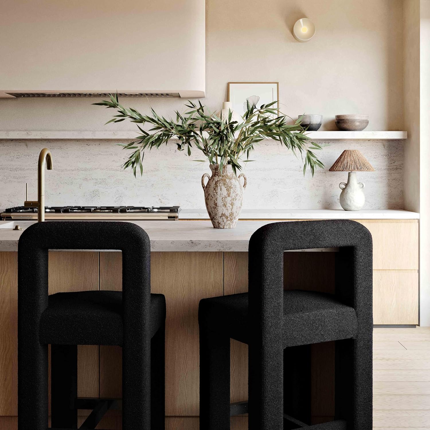Tov Furniture Hazel Black Boucle Counter Stool