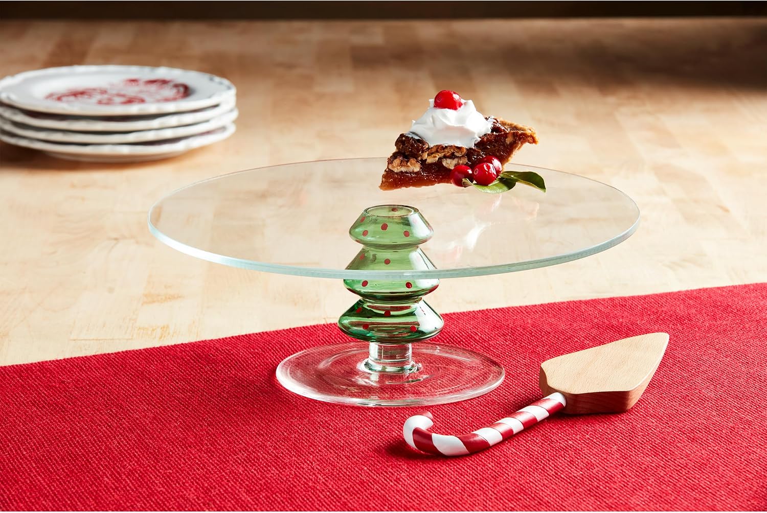 Mud Pie Glass Tree Pedestal, Green