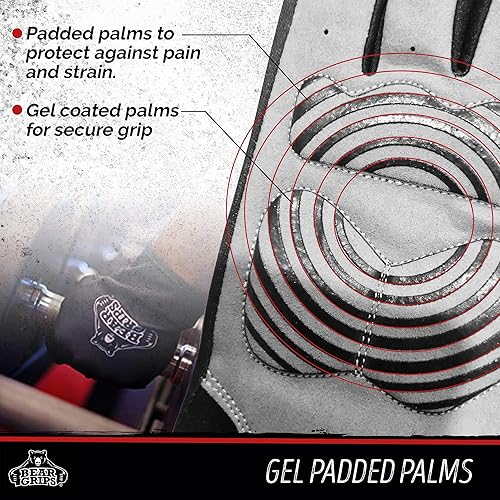 Miniatura 4 de Bear Grips Guantes de levantamiento de pesas para hombres y mujeres Guantes de levantamiento de medio dedo Guantes de entrenamiento de dedo