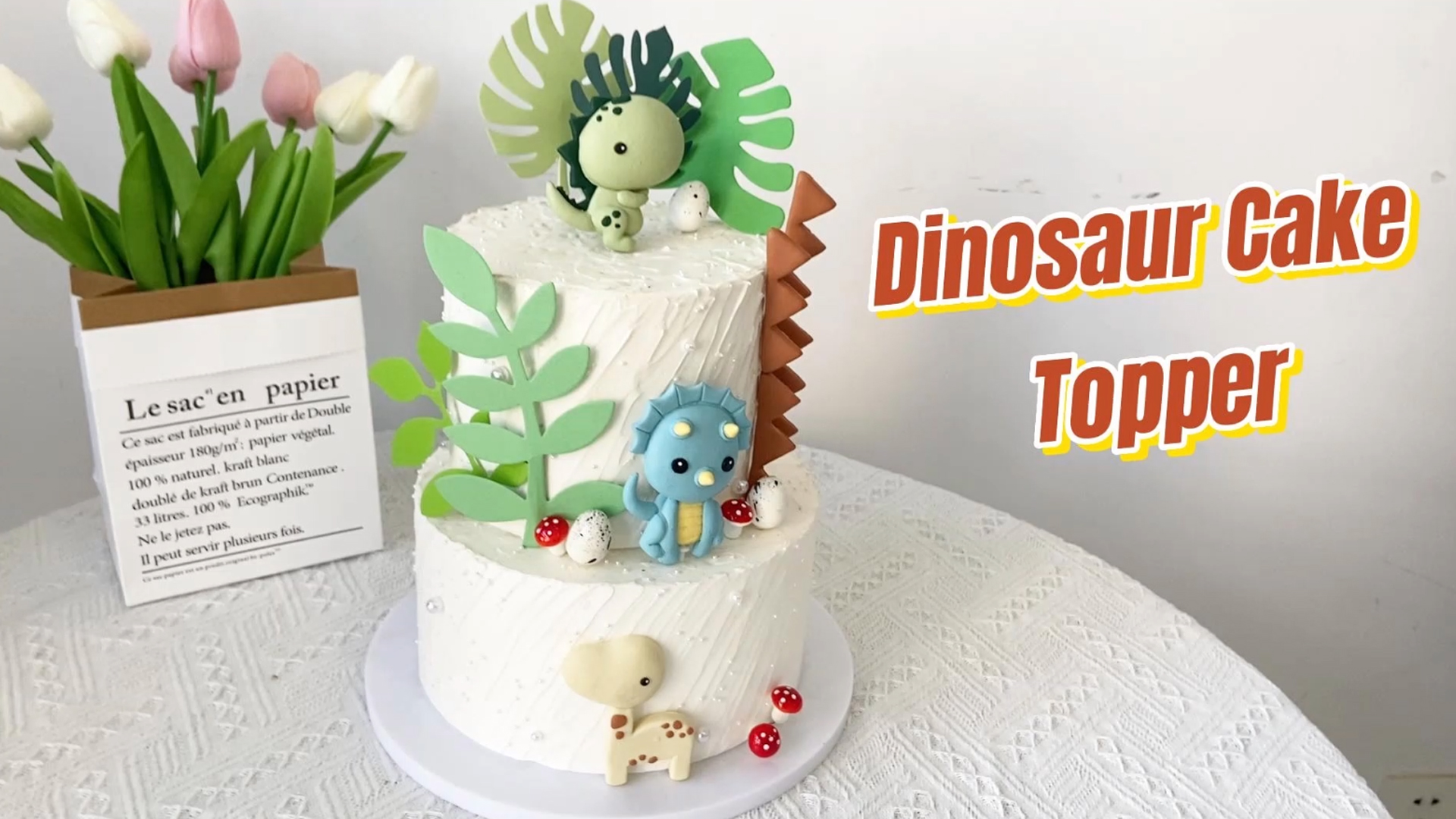 Dinosaur Cake Topper For Girl Baby Pink Dinosaur Cake Toppers, Cute Long Neck Rex Fondant Cartoon Birthday Party Cake Decorations, Purple Watercolor Hatching Dino Eggs Baby Shower Green Cake Decor