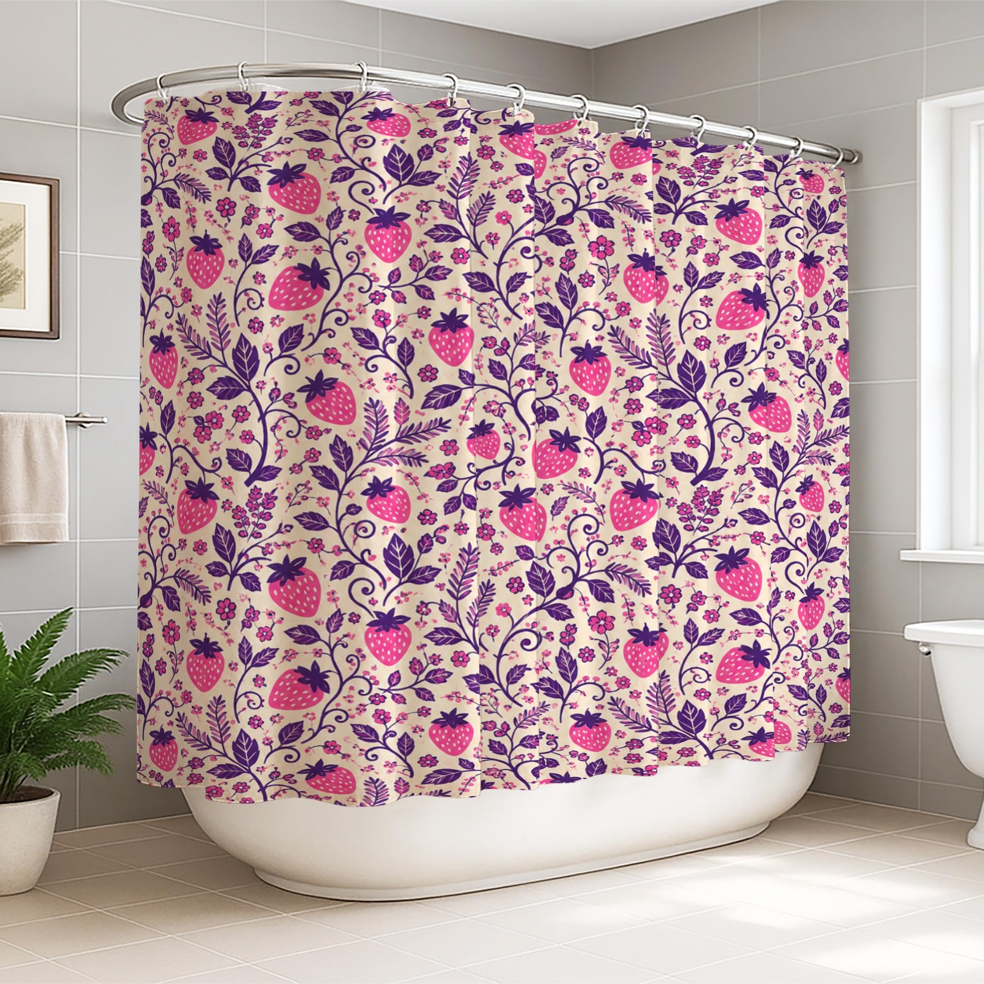 Rideau de douche 274 x 183 cm imperméable anti-moisissure grand format fraise