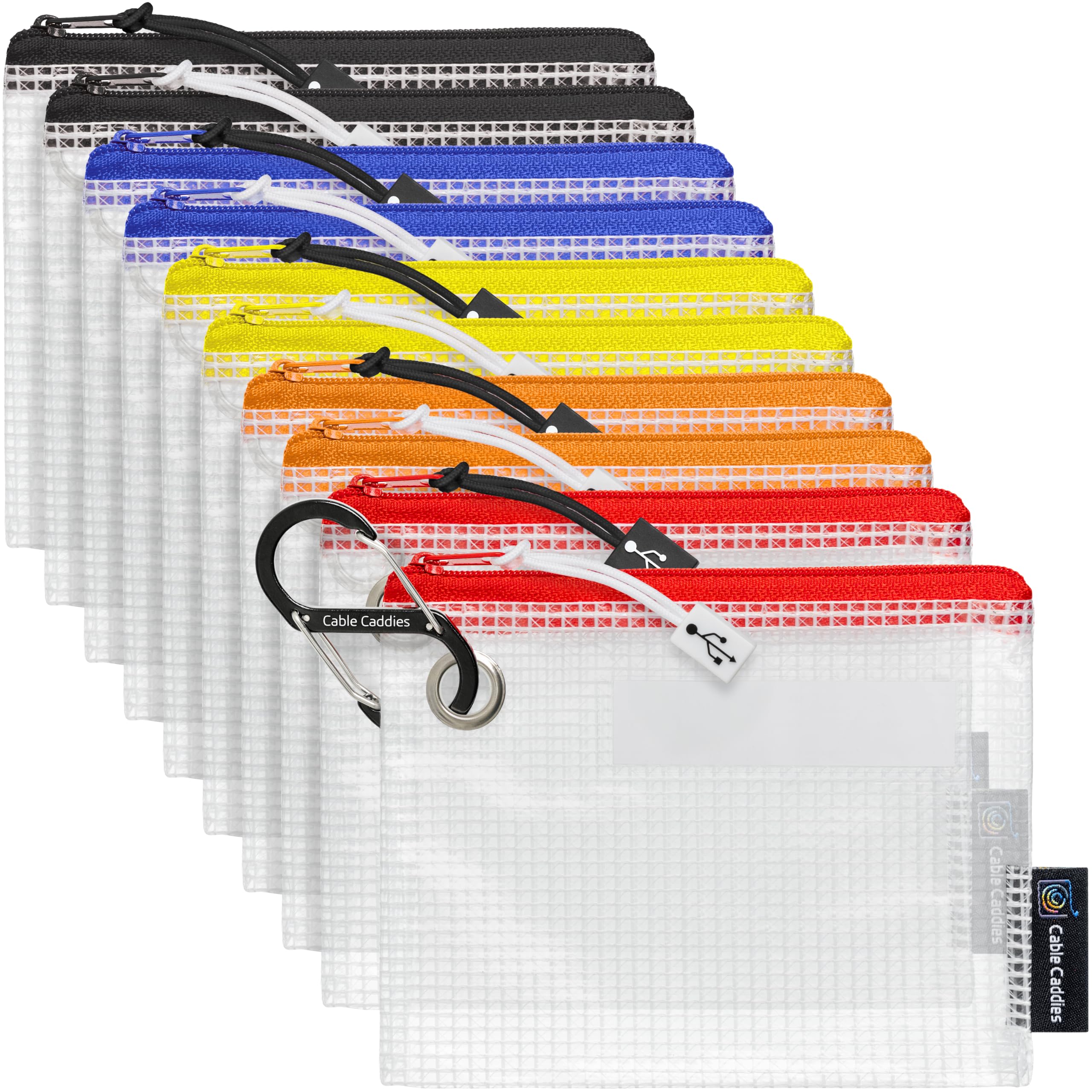 Cable Caddies 10 Pack Color Coded Pouches