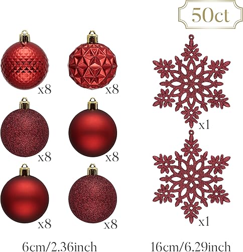 Miniatura 247 de Valery Madelyn Juego de adornos decorativos para árbol de Navidad para otoño, Halloween, 50 unidades de 2.36 pulgadas, rojo, verde y dorado