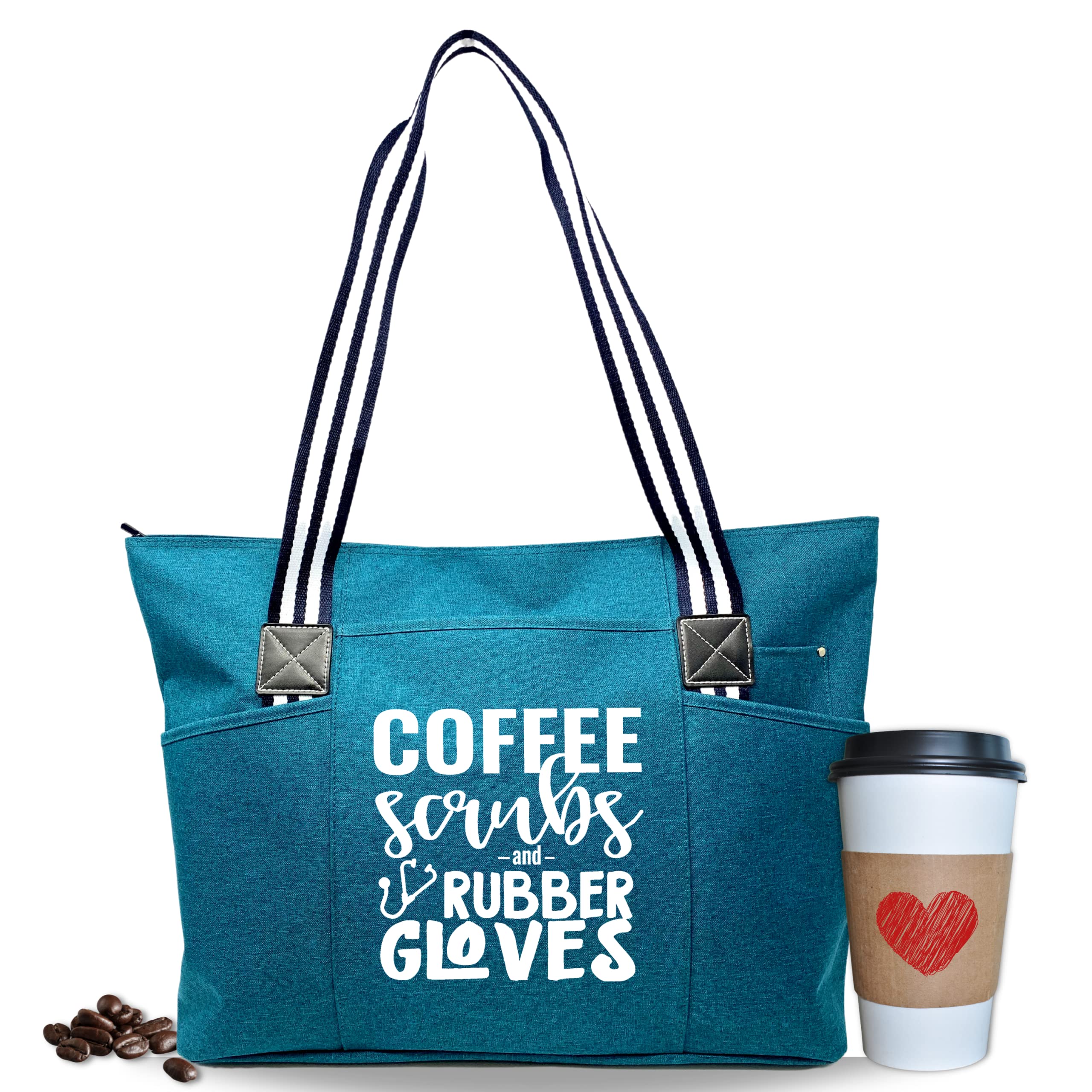 Nurse Tote Bag for Work - Christmas Gifts for Women Large Nursing Bag with Zipper, Pockets & Reliable Straps - Spacious Bag