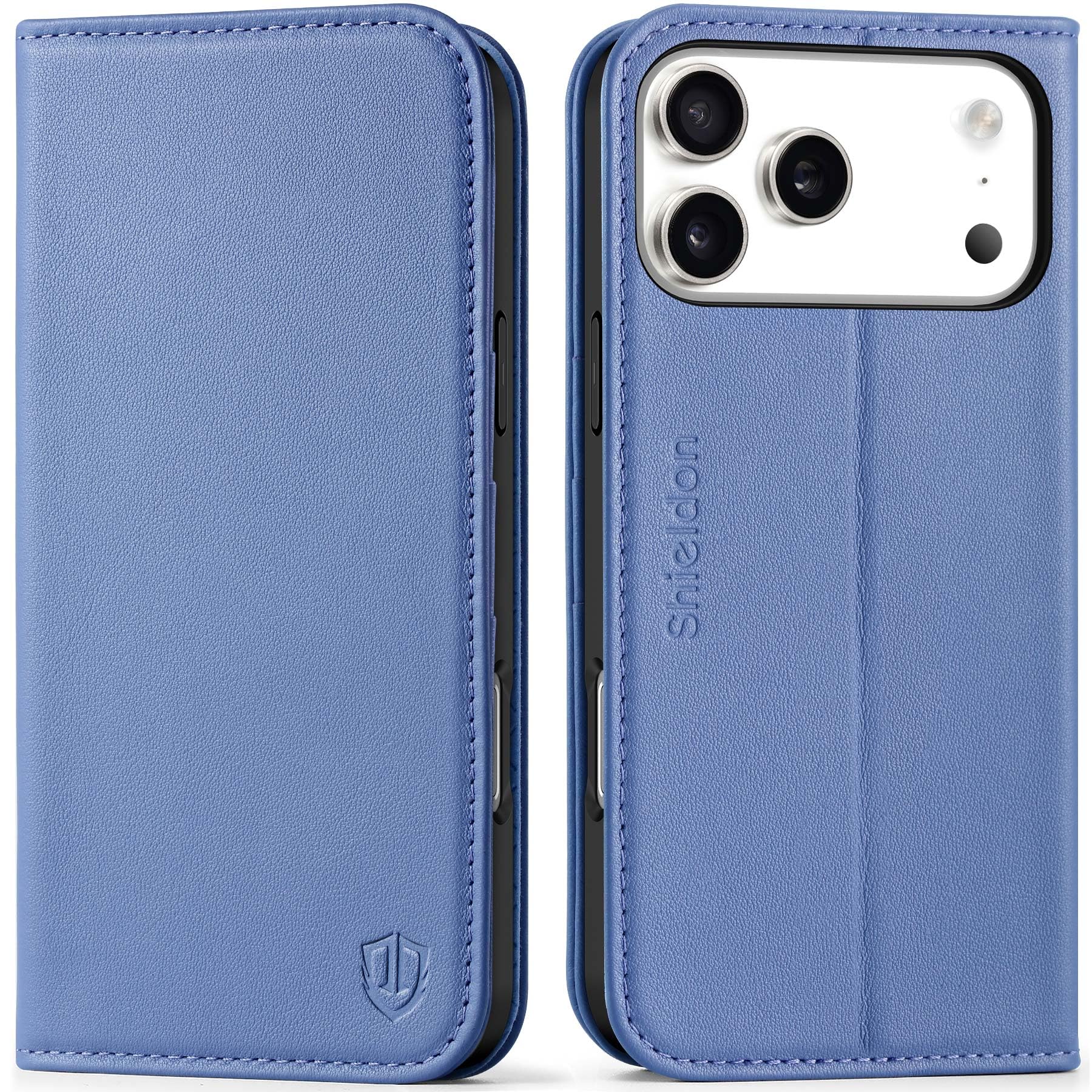 Wallet Case for iPhone 17 Pro Max 6.9-inch, Genuine Leather, RFID Blocking, Card Holder, Magnetic Closure, Viewing Stand, Shockproof TPU Shell, Strap Holes, Flip Cover - Wisteria Purple