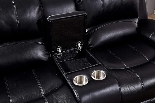 Miniatura 53 de Betsy Furniture Juego de sala de estar de cuero regenerado reclinable eléctrico (marrón, sofá biplaza)