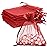 BOEIAC Organza Bags: 50 Mini Mesh Candy Bags - Small Size (4 x 6 inch) for Wedding, Party, Valentine\'s Day Favor - Burgundy