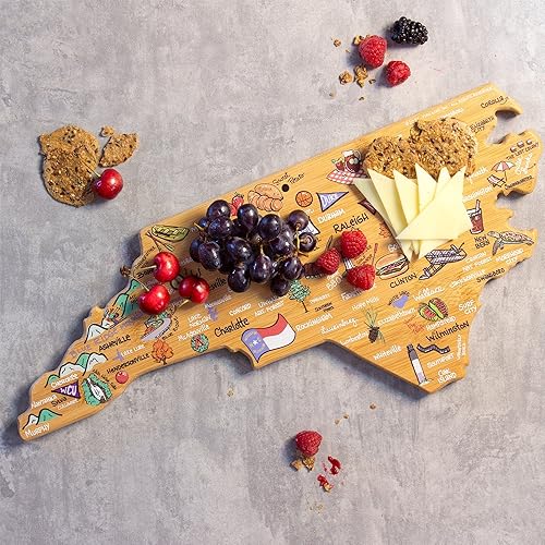 Miniatura 10 de Totally Bamboo Tabla de cortar con forma del estado de Wisconsin y plato para servir charcutería con ilustraciones de Fish Kiss, incluye corbata