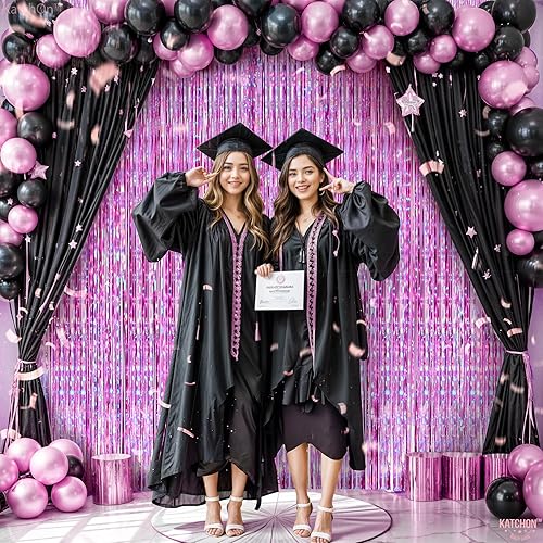 Miniatura 5 de KatchOn, Cortina holográfica de flecos de papel de aluminio púrpura, extragrande, 3.2 x 8 pies, paquete de 2  Serpentinas para decoraciones de