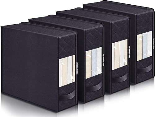 SLEEPING LAMB Organizadores y almacenamiento de sábanas, paquete de 4 organizadores plegables de sábanas para armario de lino con cremalleras