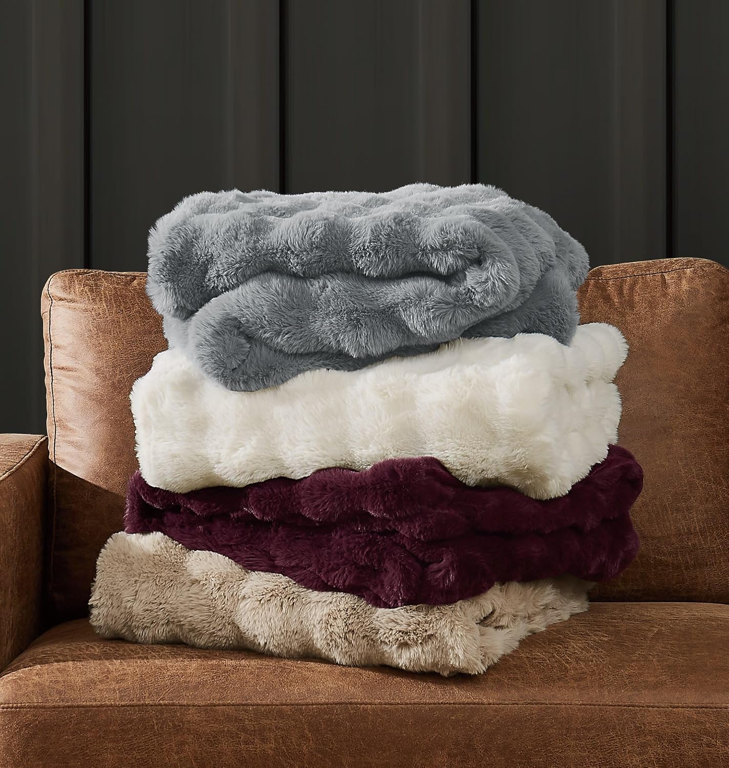 Frye Bubble Rabbit Faux Fur Tan 50x70 Throw