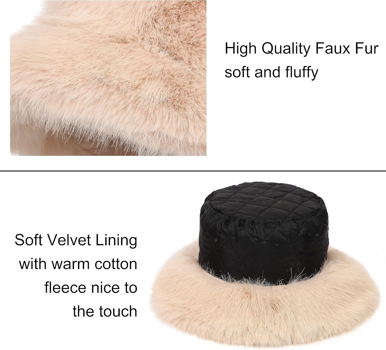 Women's Faux Fur Bucket Hats Fluffy Winter Warm Ladie's Unique Wide Brim Fisherman Cap - Image 4