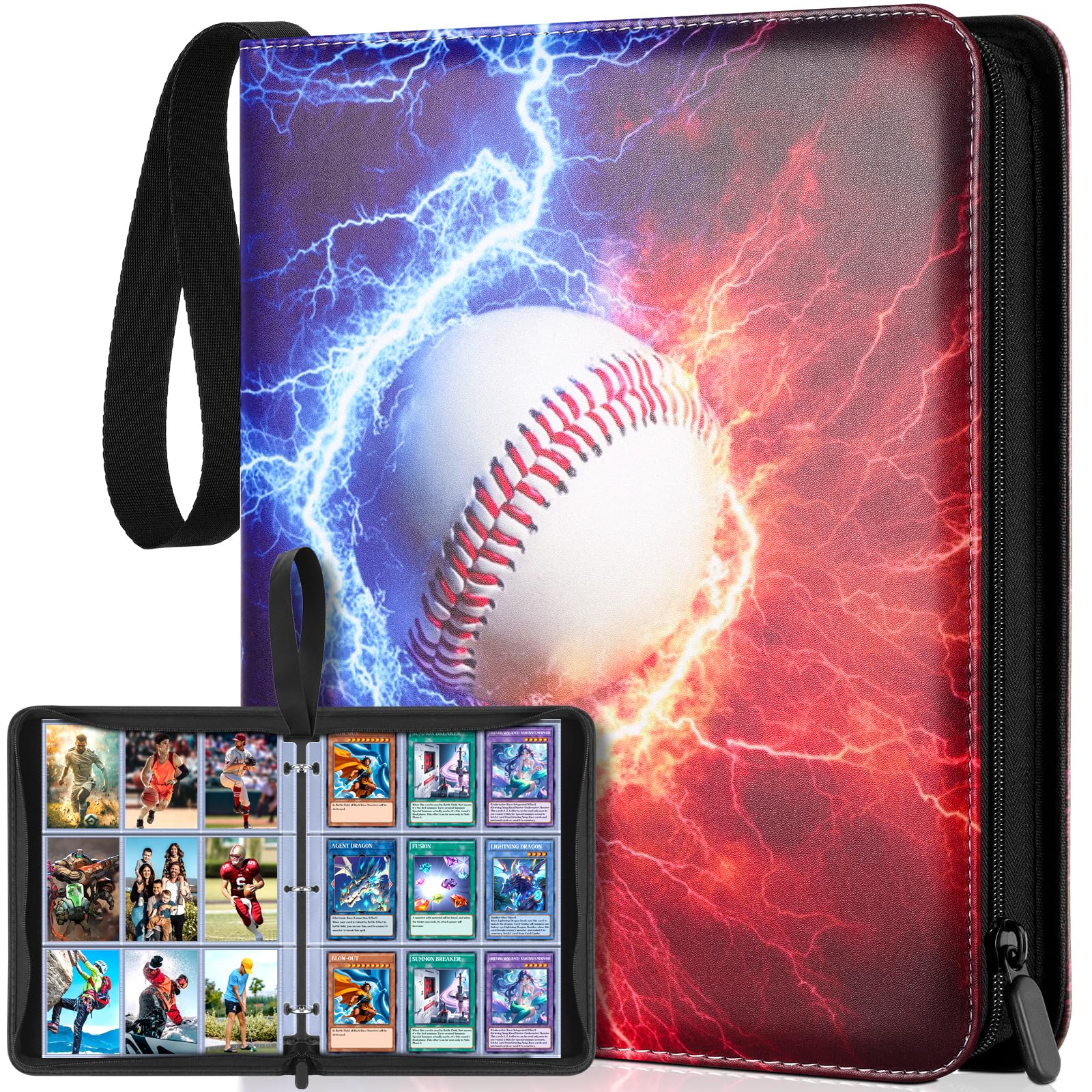 900 Pockets Baseball Card Binder for Trading Cards, 9 Pocket Sports Card Binder Durable Card Holder Album Baseball Card Protectors for MTC,TCG, Game