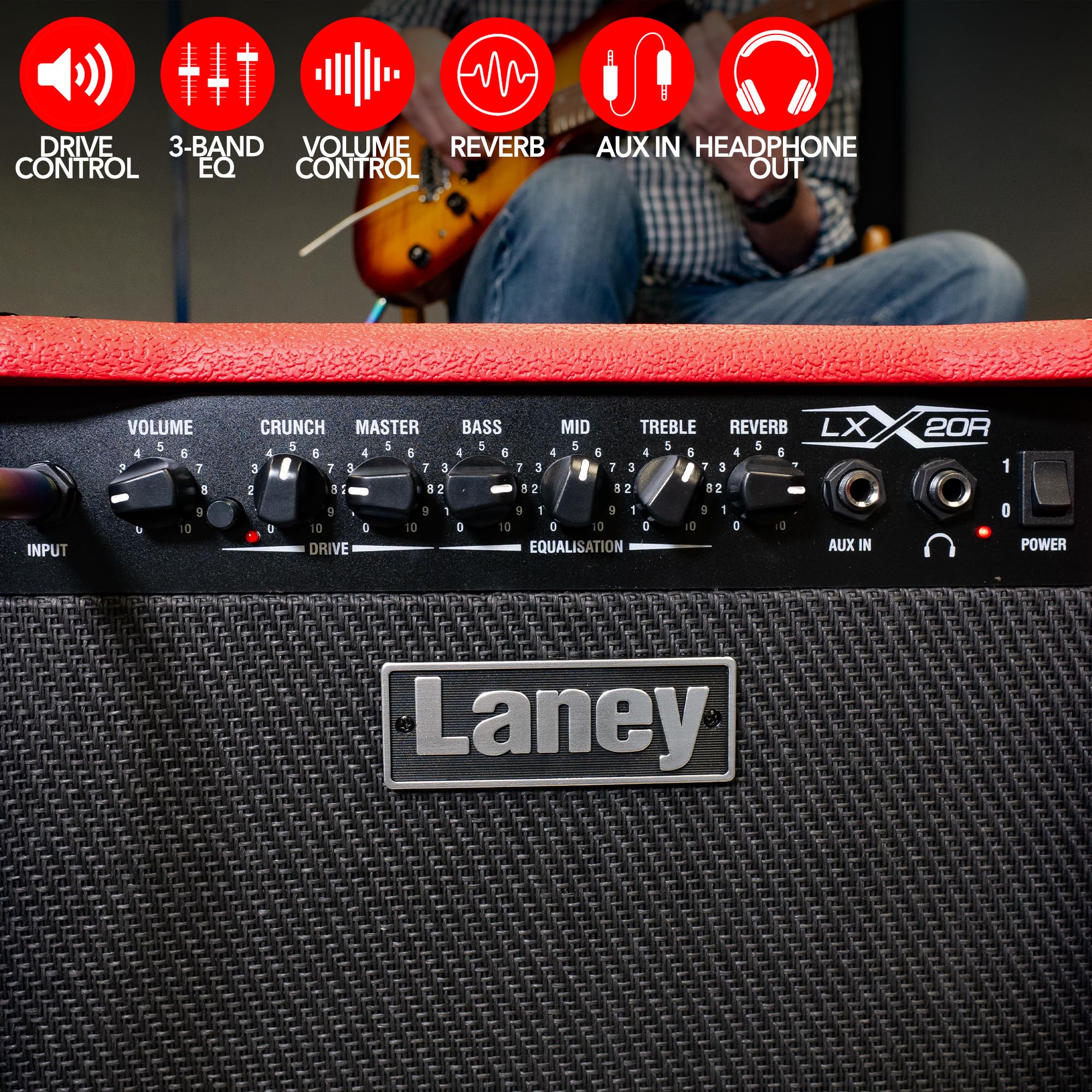 Laney LX20R LX Series - Guitar Combo Amp - 20 Watt - Red