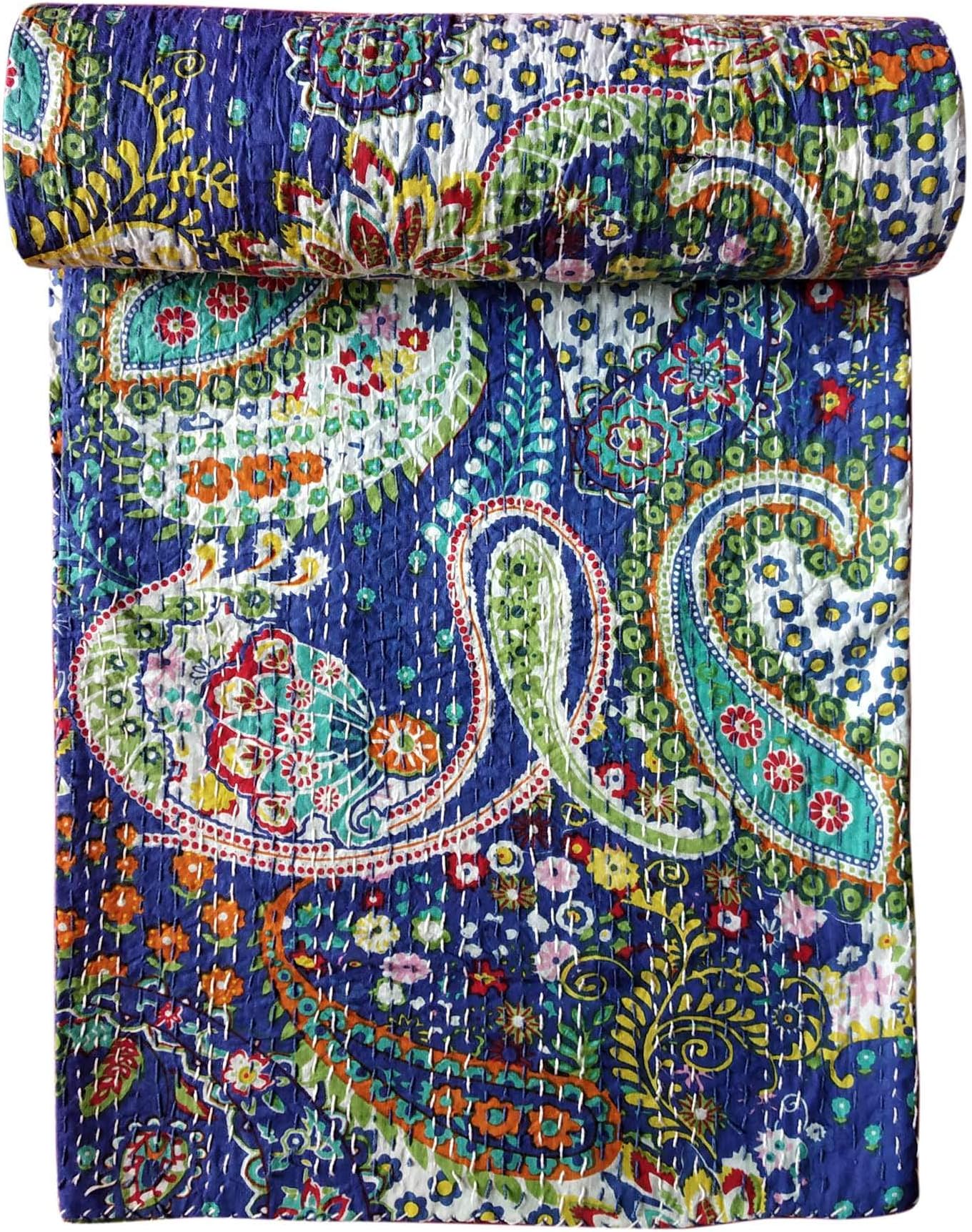 Kirti Textile and Handicraft Cotton 60 TC Bedspread (Twin_Multicolour)