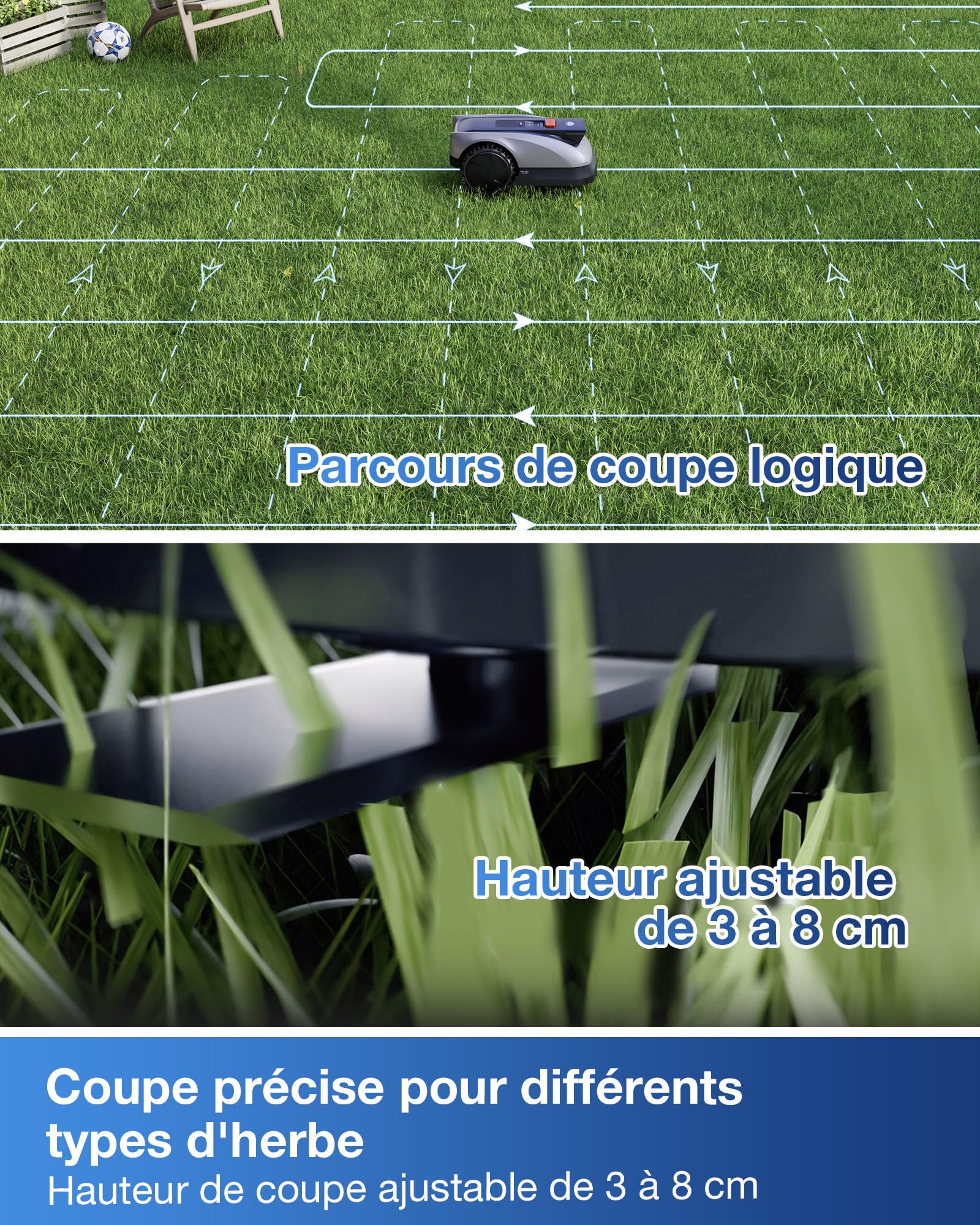 ECOVACS Goat O1200 RTK Robot Tondeuse sans Fil périphérique 1200 m², Navigation RTK+Vision Améliorée par Lidar, Cartographie Automatique, Passages étroits 0,7 m, Tonte précise des Bordures, Pente 45%