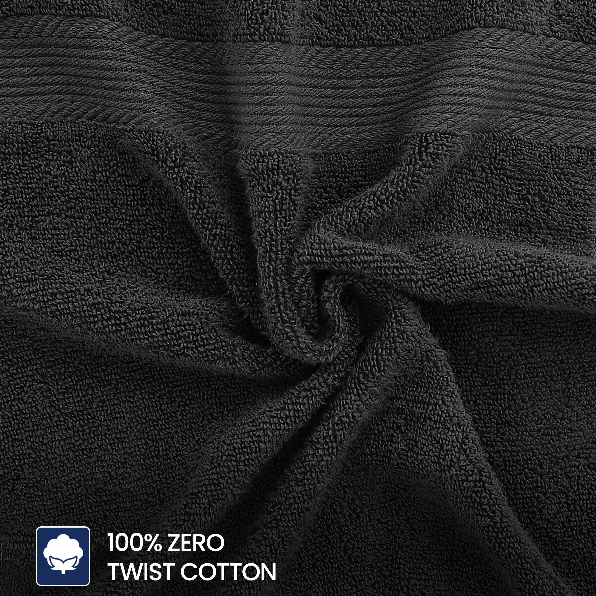 Linteum Textile (pack de 12, 16 x 27 pulgadas, negro) Premium Hotel, Salón & Gym toallas de mano, 100% algodón