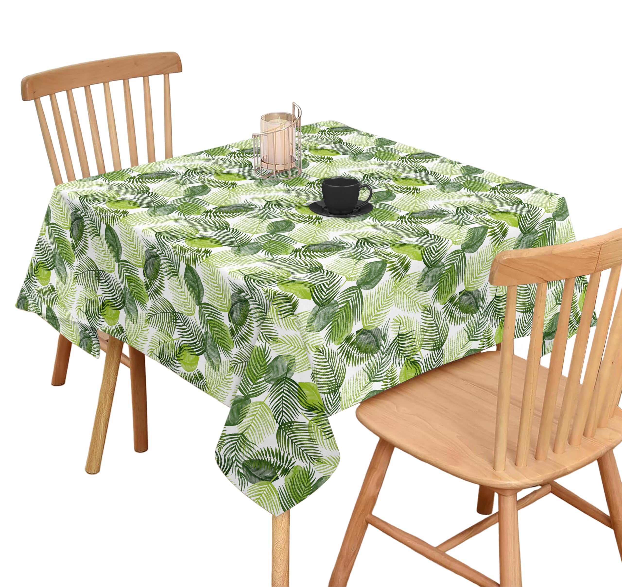 Oasis Home CollectionsCotton K Leaf Printed 2 Seater Square Table Cloth (Green, Pack of 1)