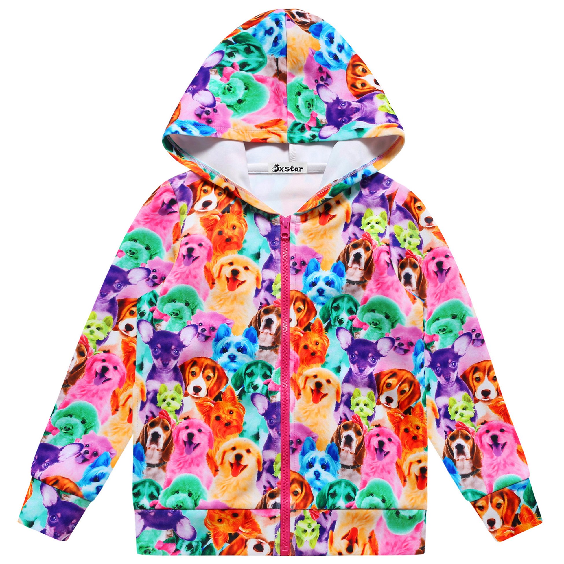 JxstarGirls Zip Up Hoodie Jacket Unicorn/Cat Sweatshirt with Pockets