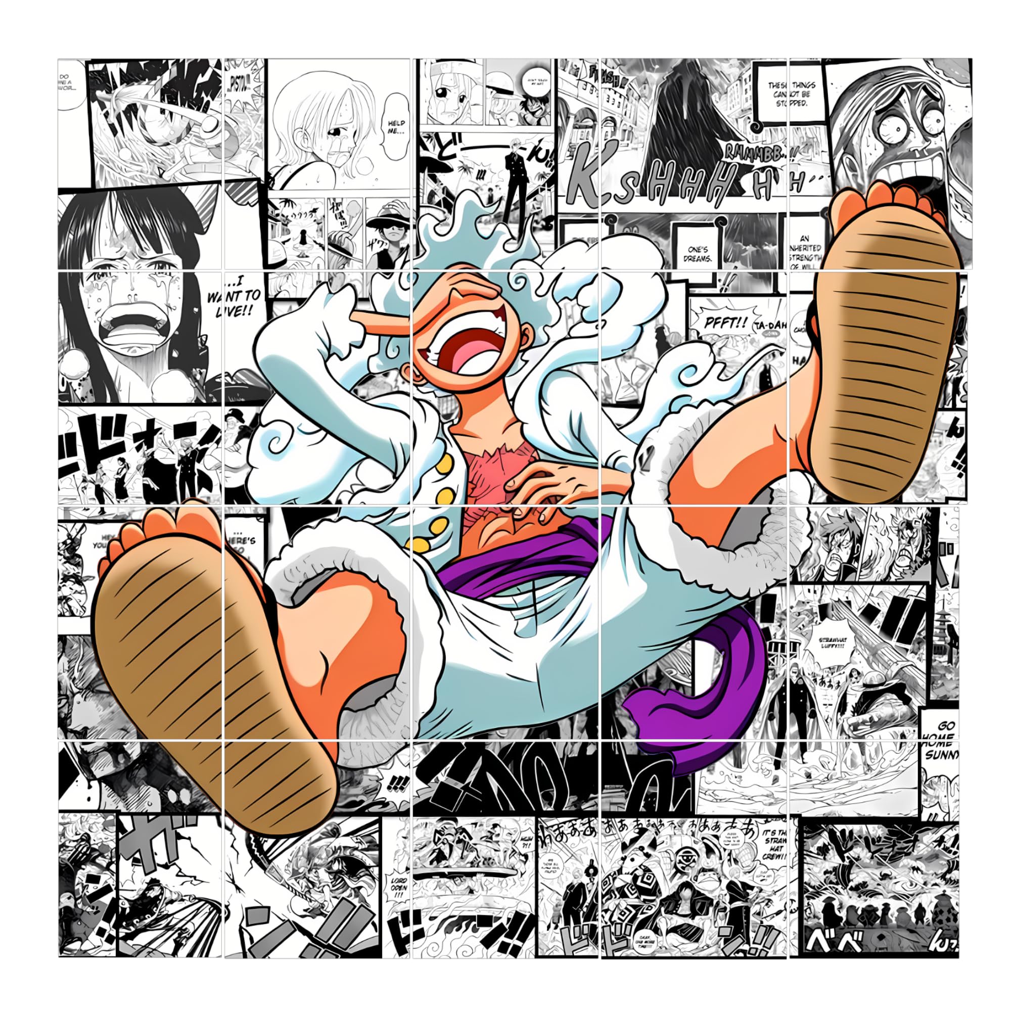 Aniculture Gear 5 Luffy Manga Collage Wall Kit - 20 Piece One