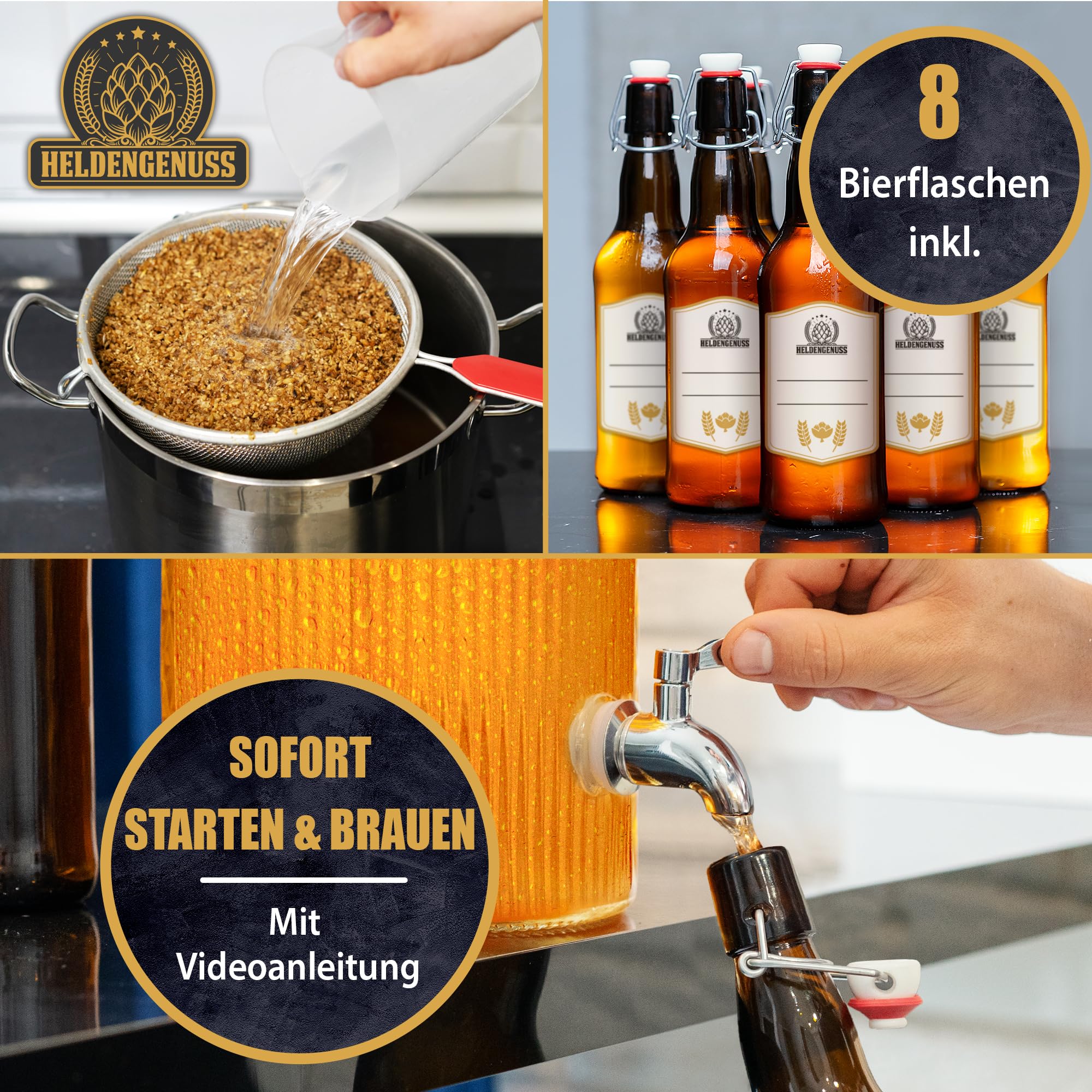 Bierbrauset Helles - 5L Bier - [Echtes Brauerlebnis] - Bier brauen Set Mit Videoanleitung - Bier Geschenke für Männer