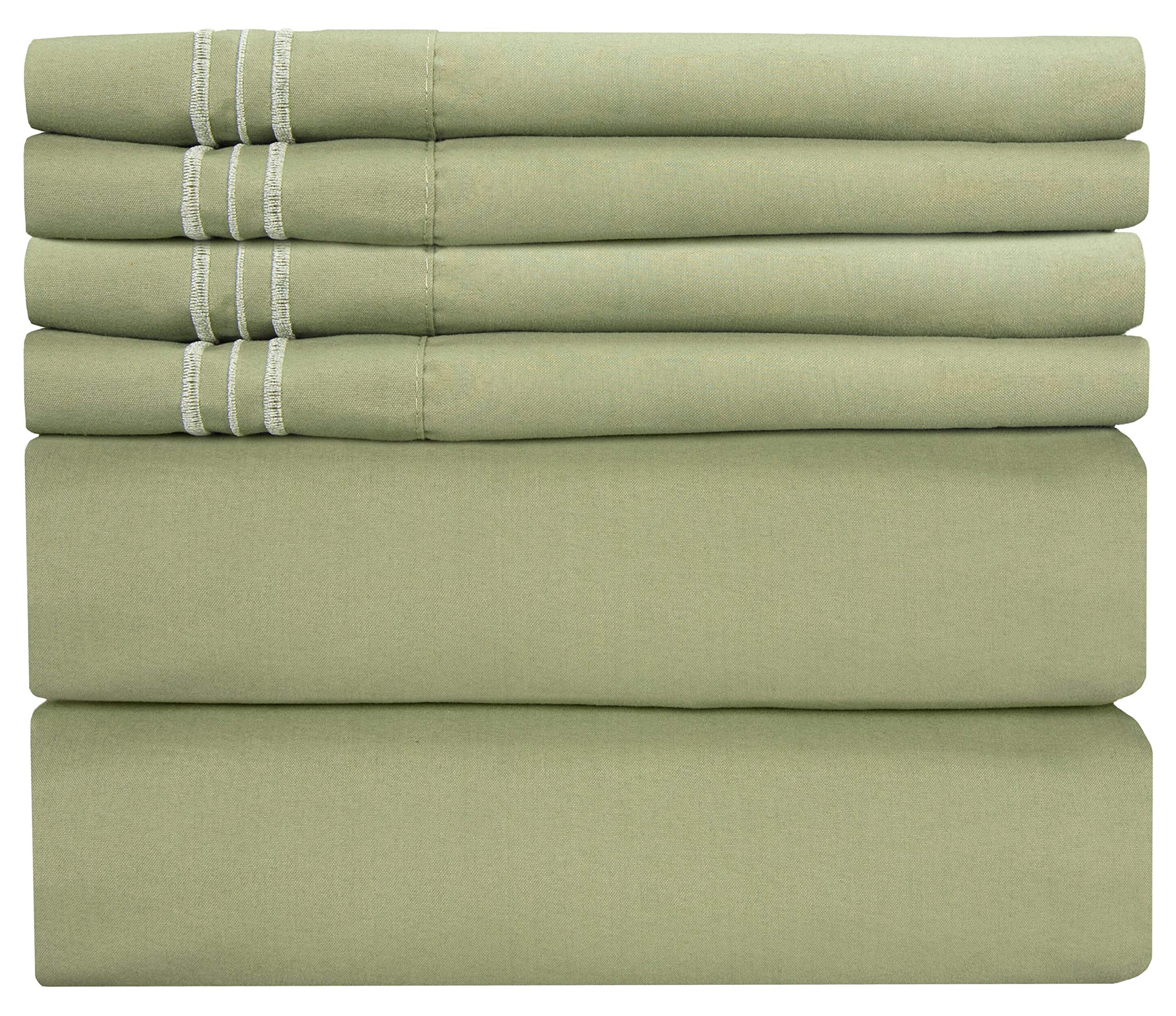 Full 6 Piece Sheet Set - Breathable & Cooling Bed Sheets - Hotel Luxury Bed Sheets for Women, Men, Kids & Teens - Bedding w/ Deep Pockets & Easy Fit - Soft & Wrinkle Free - Full Sage Green Sheets
