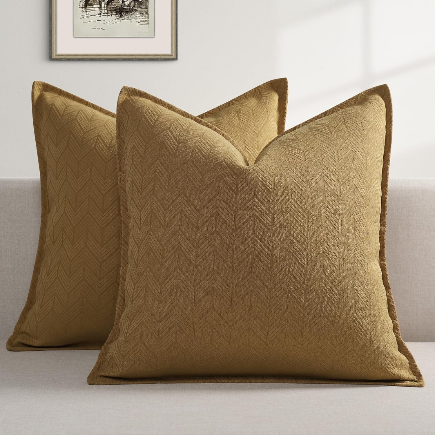 Amazon.com: ZWJD Pillow Covers 20X20 Set of 2 Luxurious Decorative Throw Pillows with Flanged ...