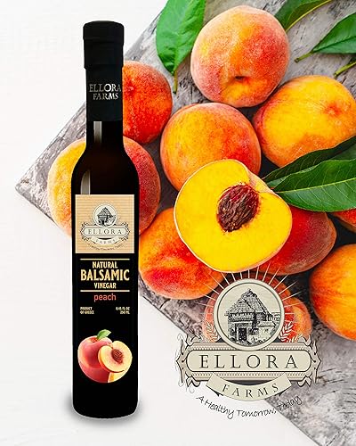 Miniatura 3 de Ellora Farms Vinagre balsámico grueso con infusión de melocotón fresco ganador del premio del gran sabor todo natural sin aditivos azúcar sin añadir
