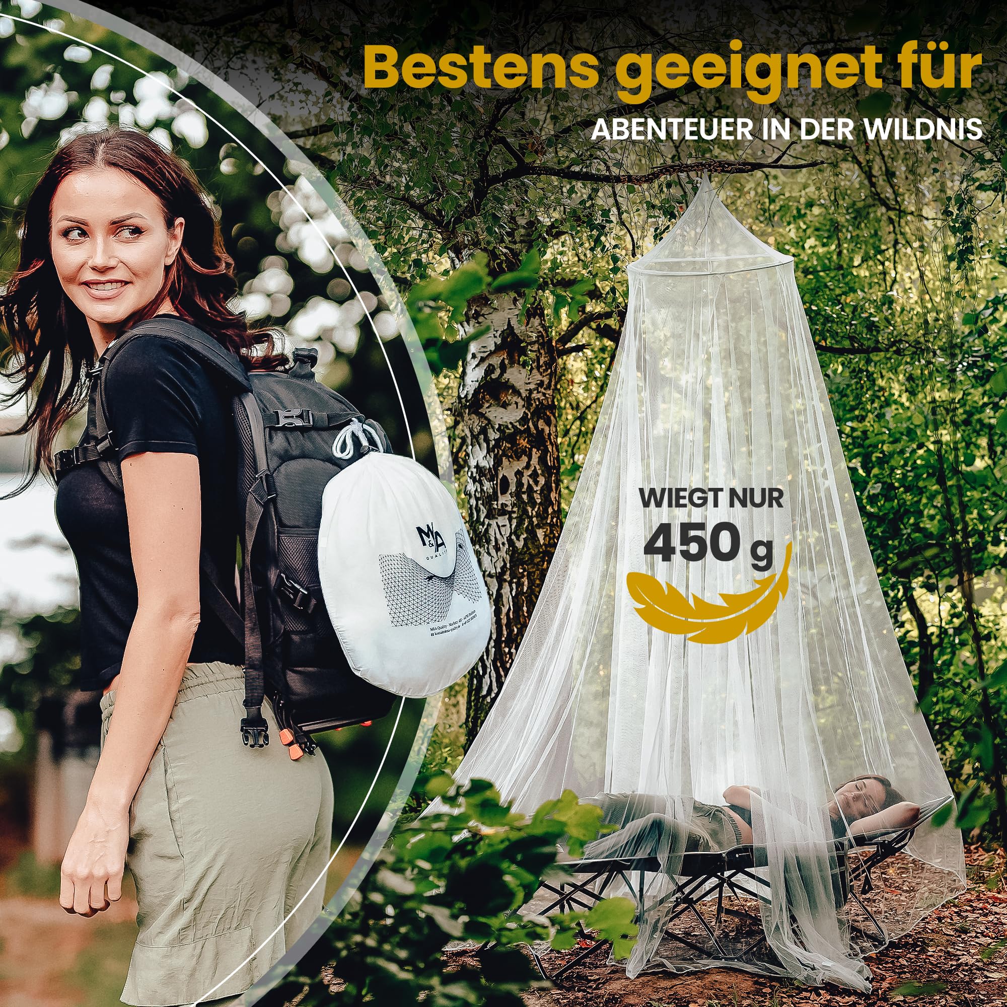 Moskitonetz Bett - Mückennetz Outdoor & Zuhause - Fliegennetz für Doppelbett & Einzelbett - Mosquito Netz Reise - Bettvorhang Mückenschutz vor Moskito, Fliegen & Insekten - Moskitoschutz