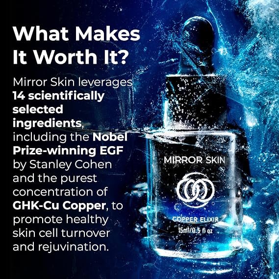Copper Elixir - Peptide Serum for Face with 1.25% GHK-Cu Copper Peptides & EGF Advanced Peptides Serum for Skin Health, Glow Peptide Complex, Hydration, Cellular Renewal Support