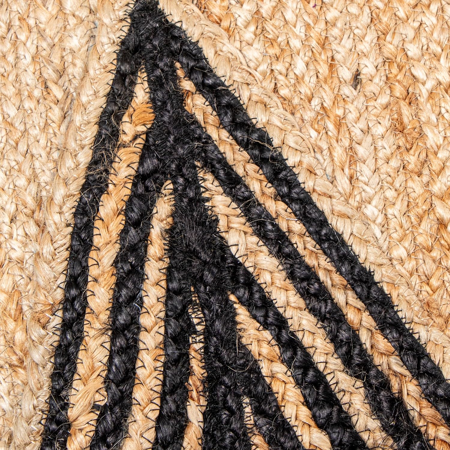 Alfombra de Yute con triangulos en Natural, Negro y Amarillo 100x60x1 cm