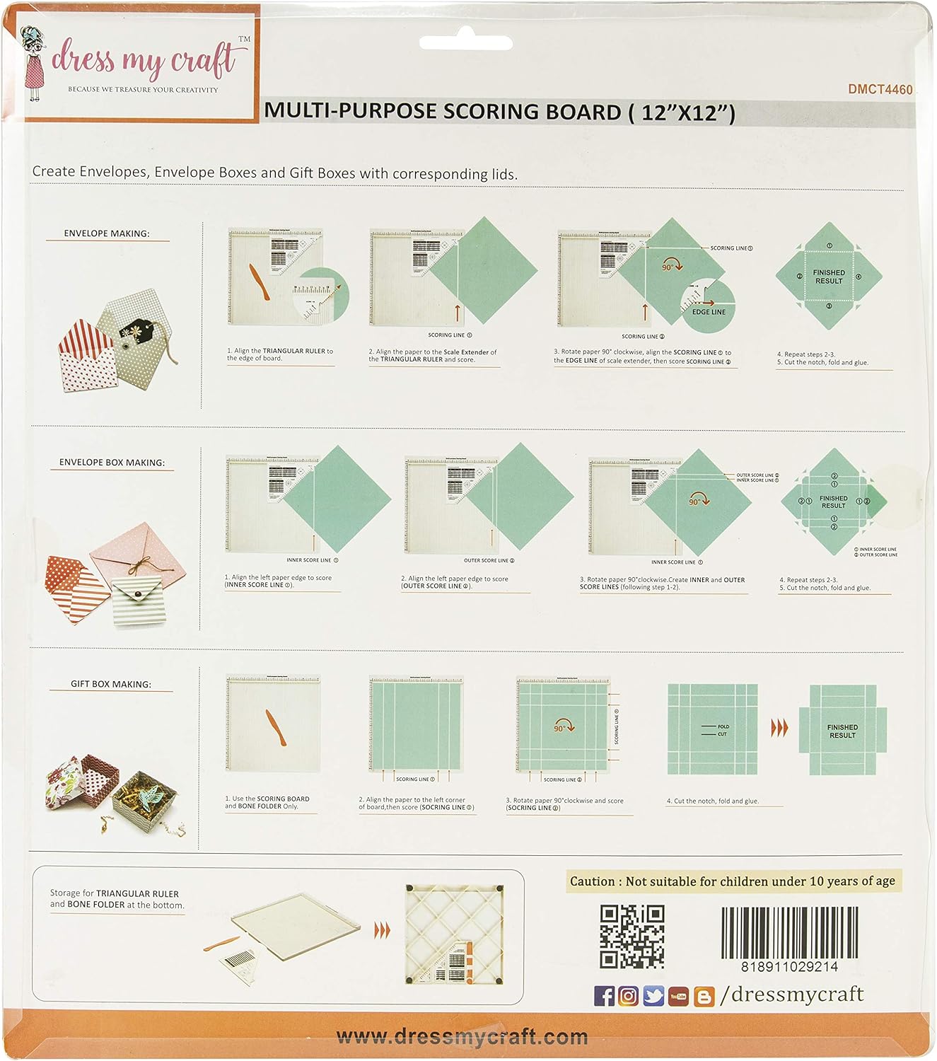 Dress My Craft Multi-Purpose Scoring Board 12"X12"