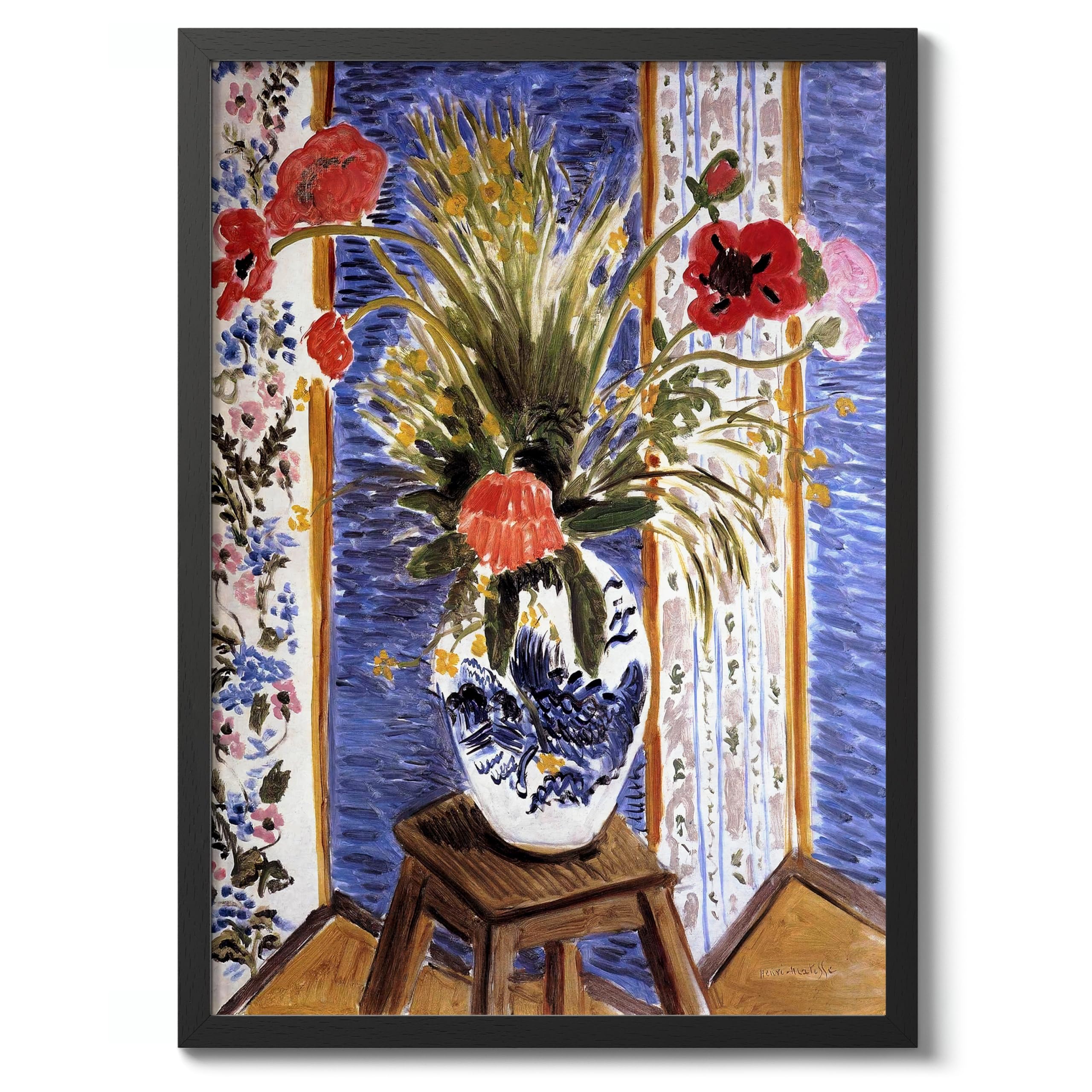Poppies Henri Matisse Poster. Classic Art Painting Print, Art Exhibition Neutral Wall Art, Modern Minimalist Home Decor Picture, Archival Matte, A3 (Black Frame) - 42x29.7cm
